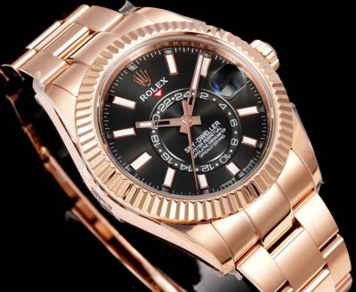 AR Factory Rolex Sky-dweller 42*14.5mm 316L Steel Rose Gold Oyster Bracelet 9002 Movement Black Face Watch